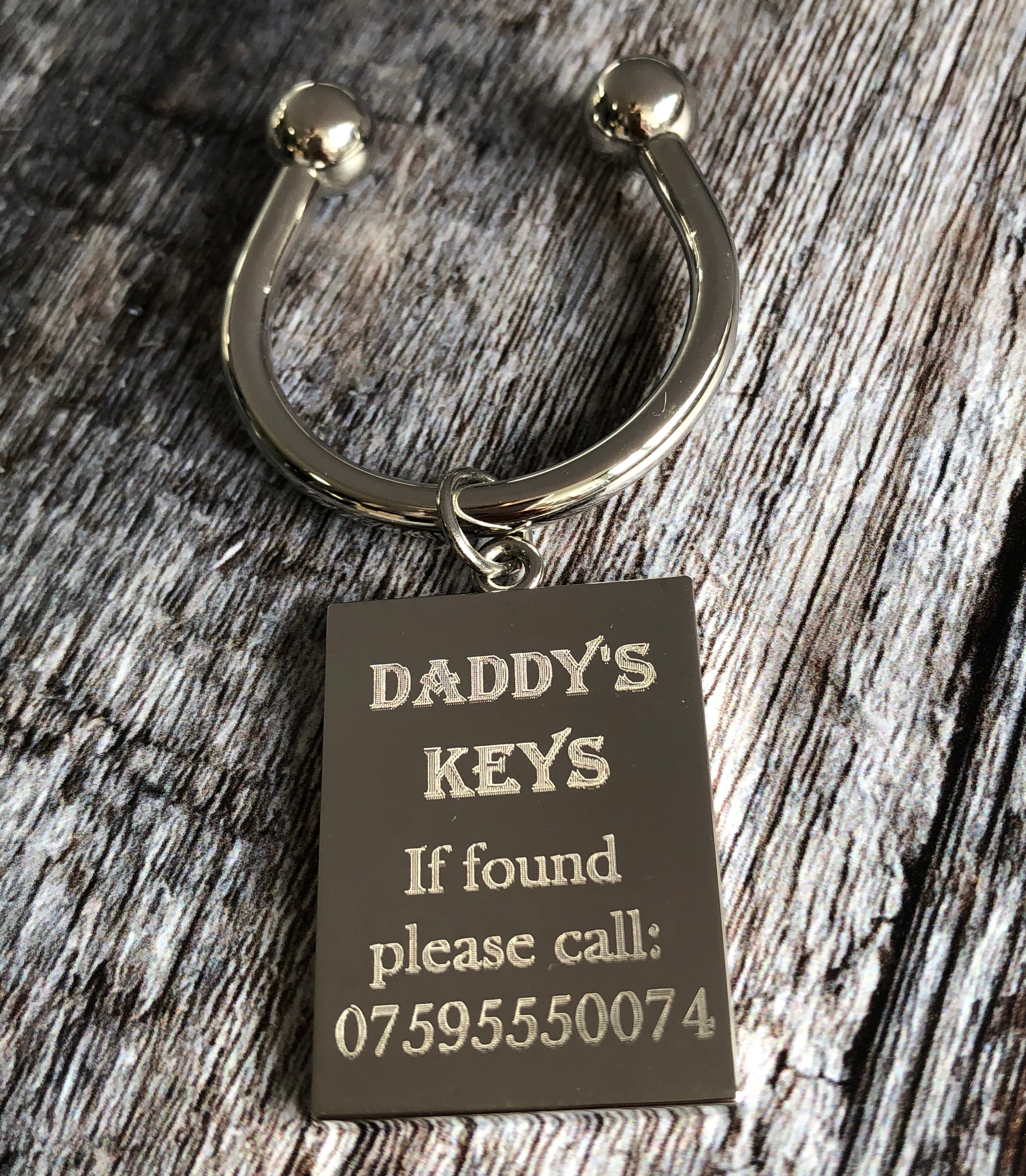 silver rectangle fathers day keyring