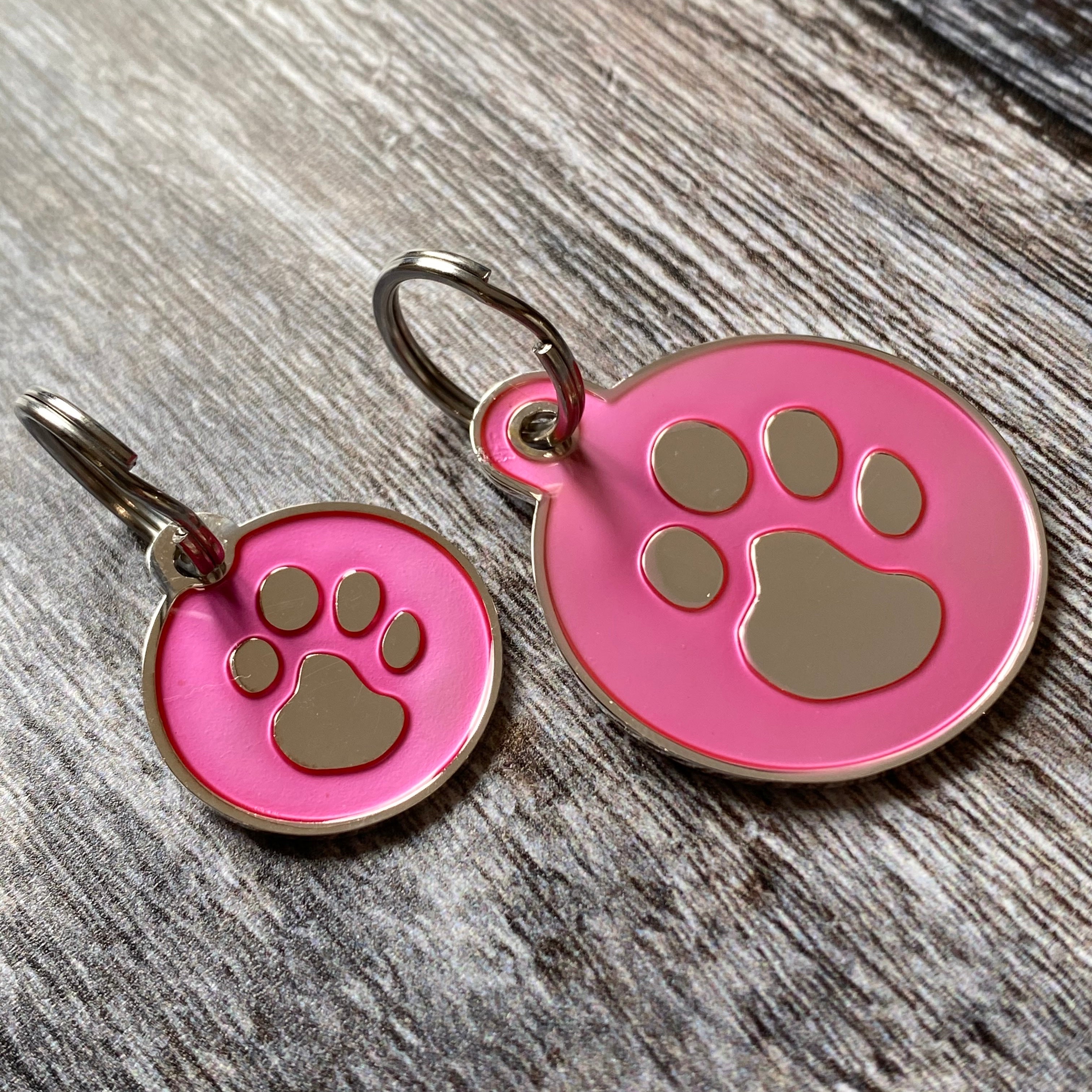 pink paw print dog tag