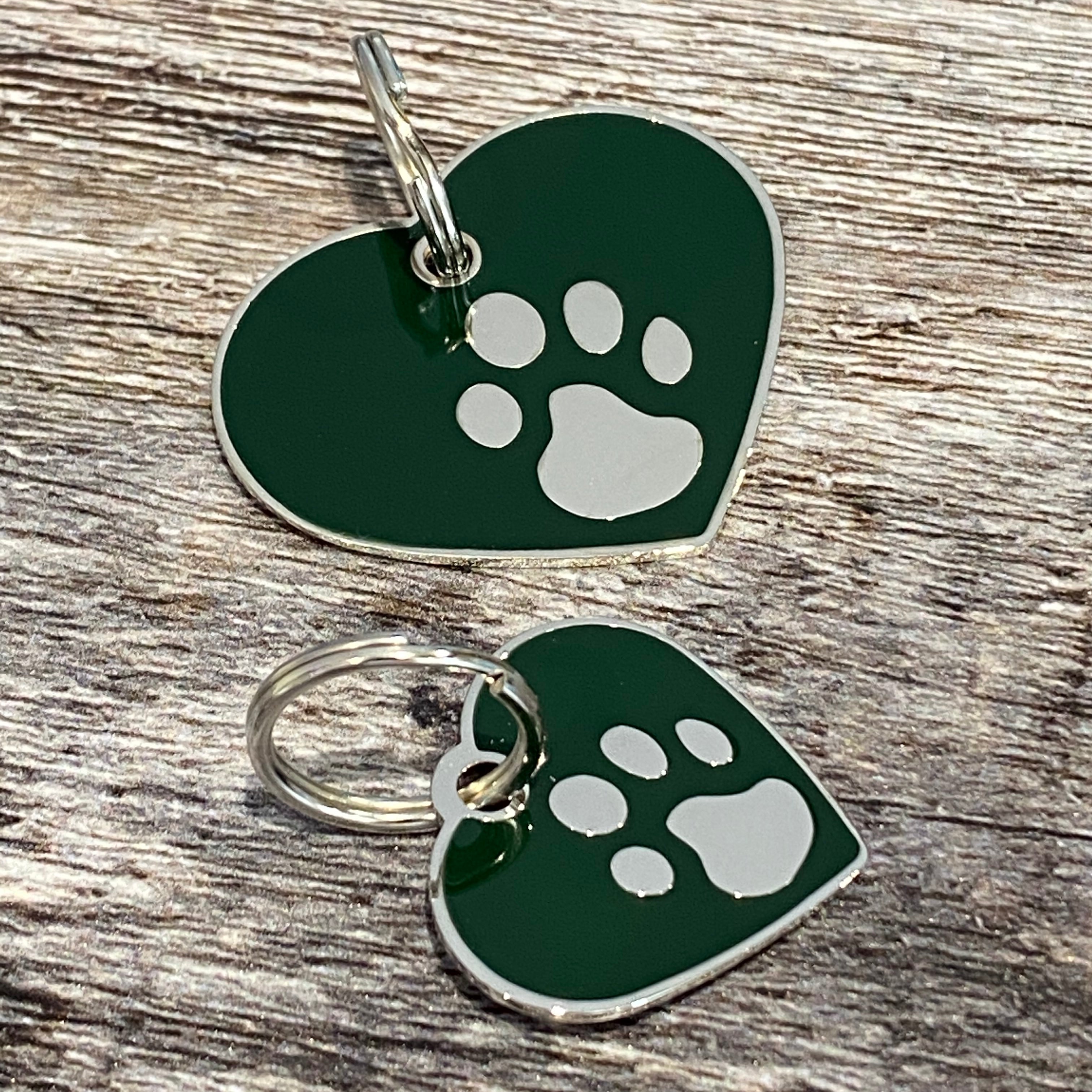 green & silver enamel dog tag