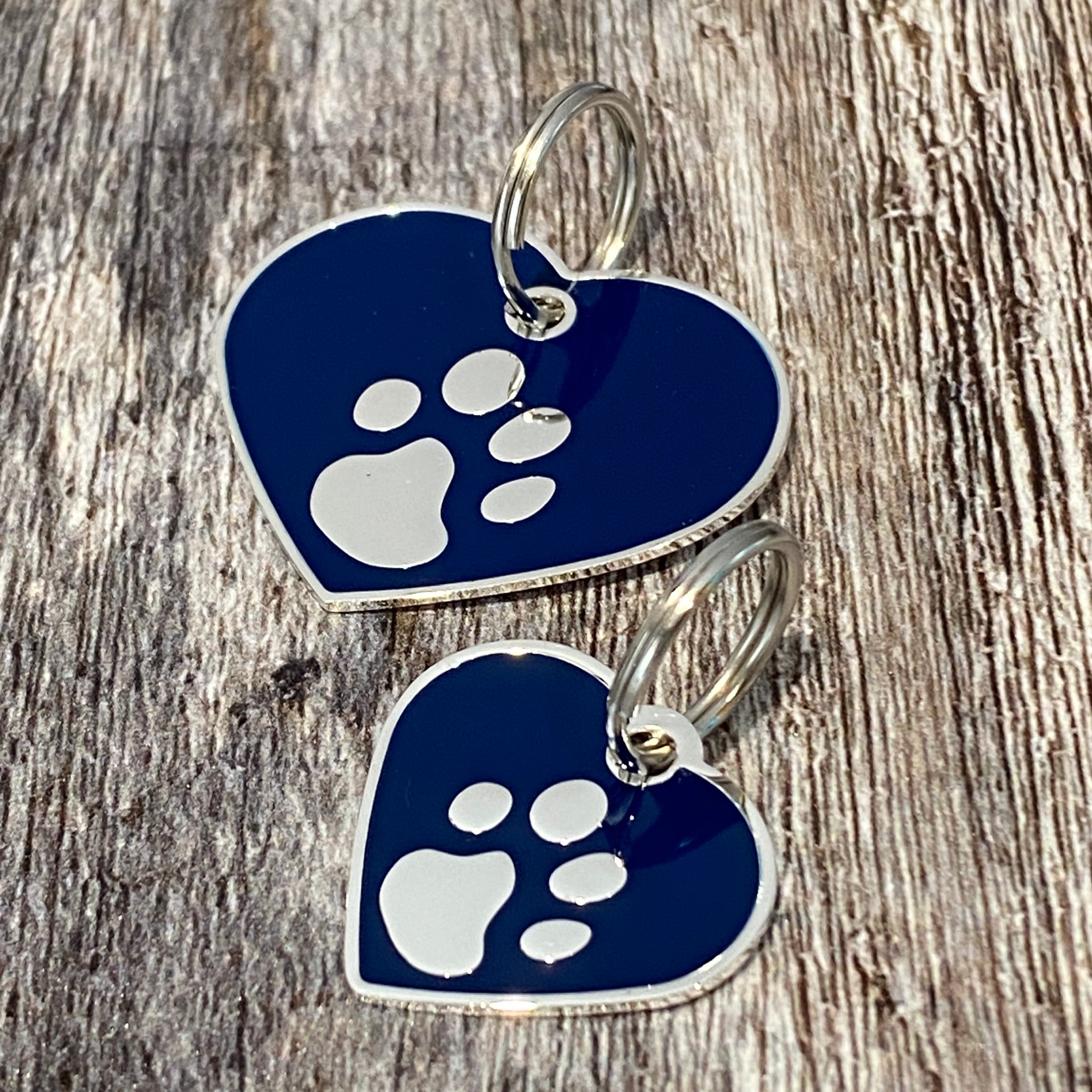 blue paw print enamel dog tag