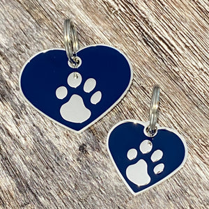 Blue & silver heart dog tag